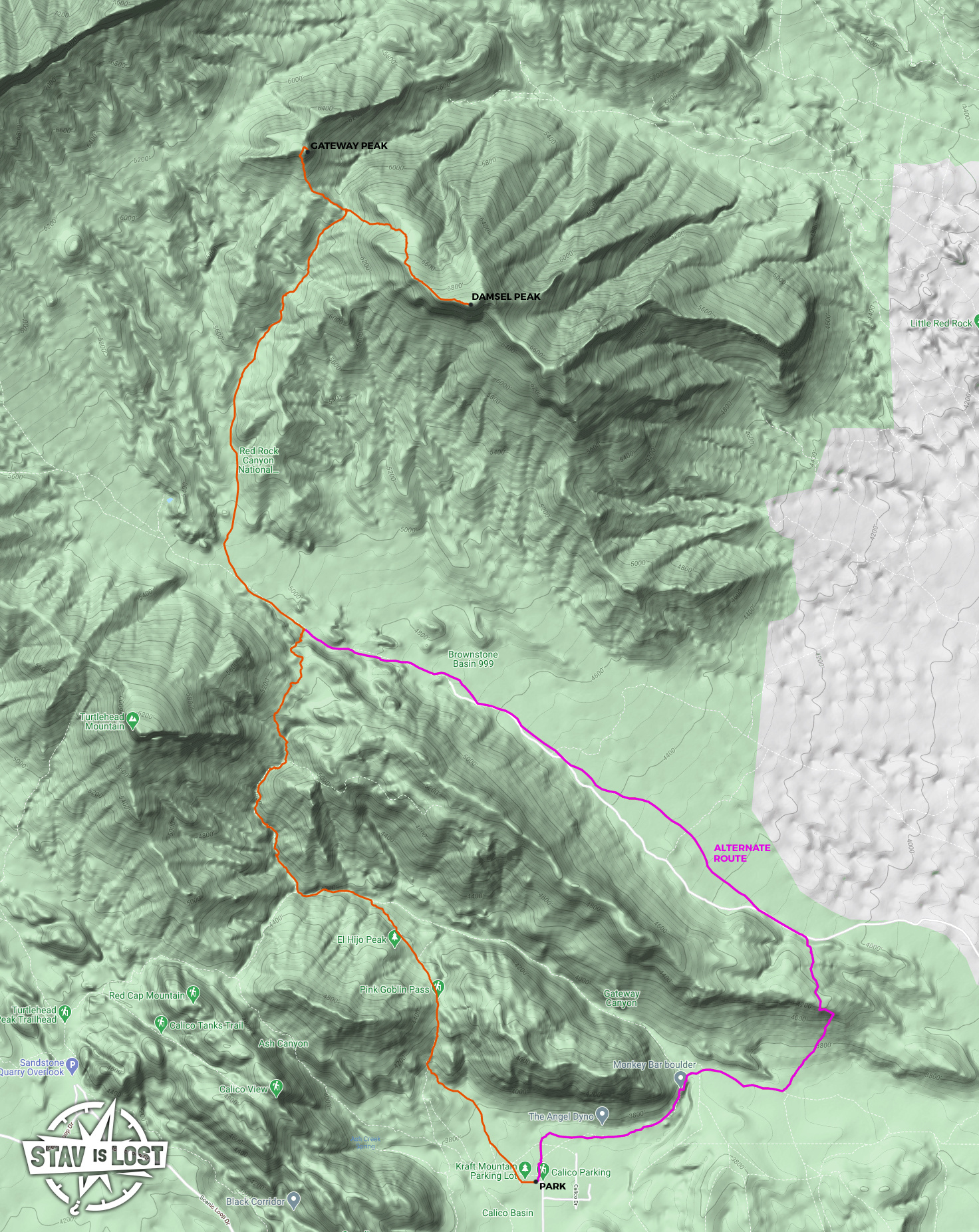 map for Damsel Peak and Gateway Peak by stav is lost