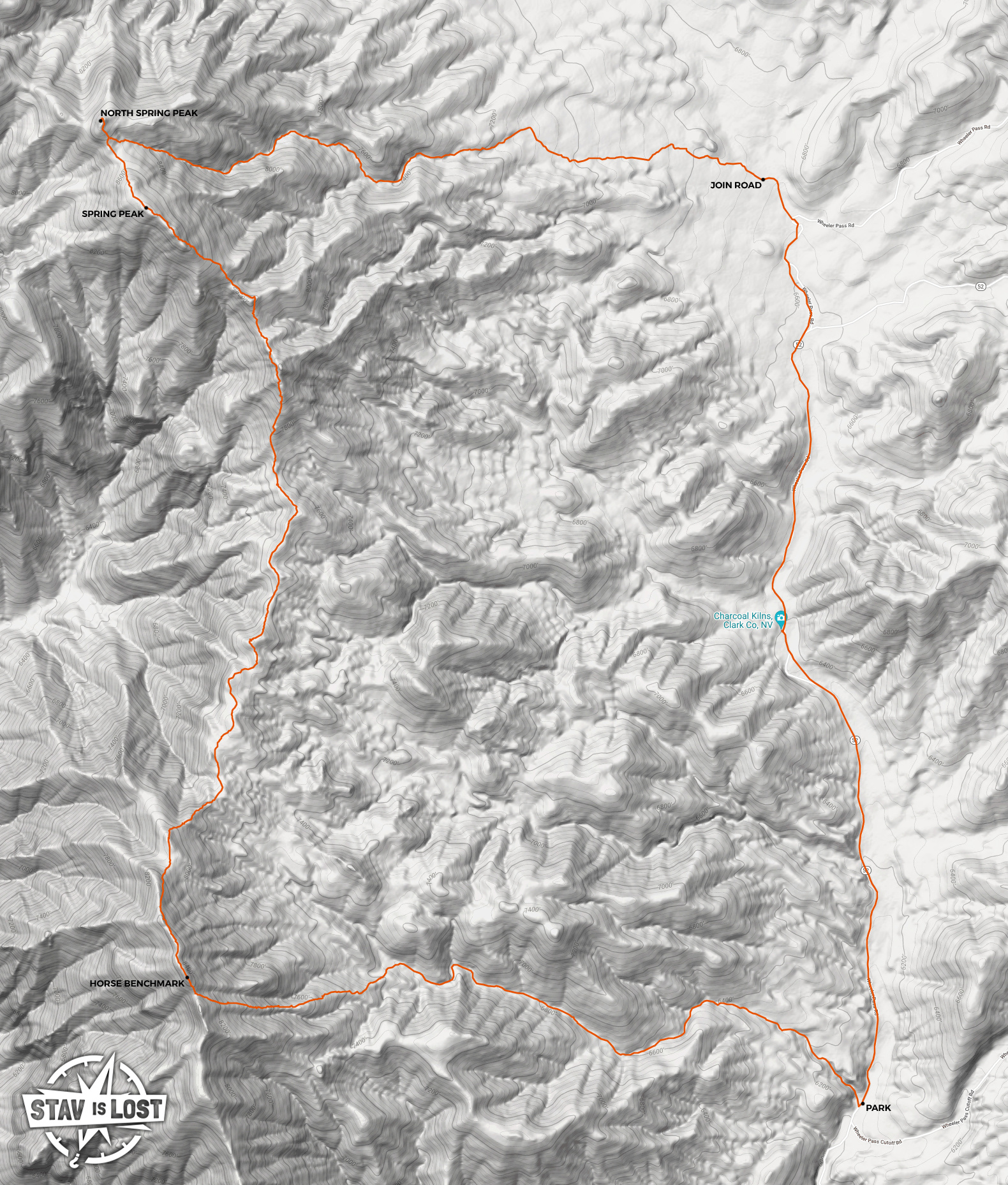 map for Horse Benchmark and Spring Peak Loop by stav is lost