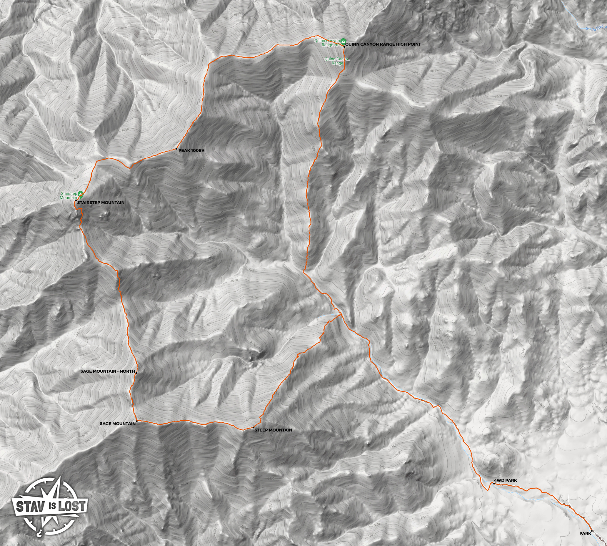 map for Quinn Canyon Range Loop by stav is lost