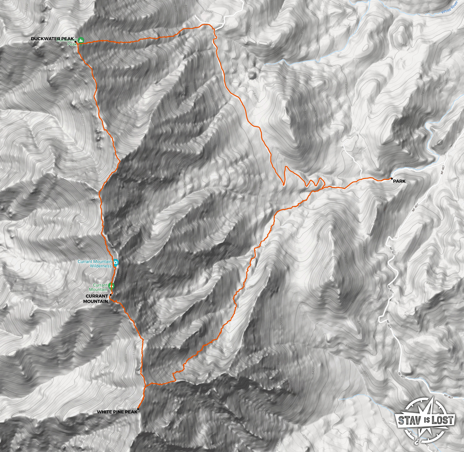 map for Currant Mountain and White Pine Range Traverse by stav is lost