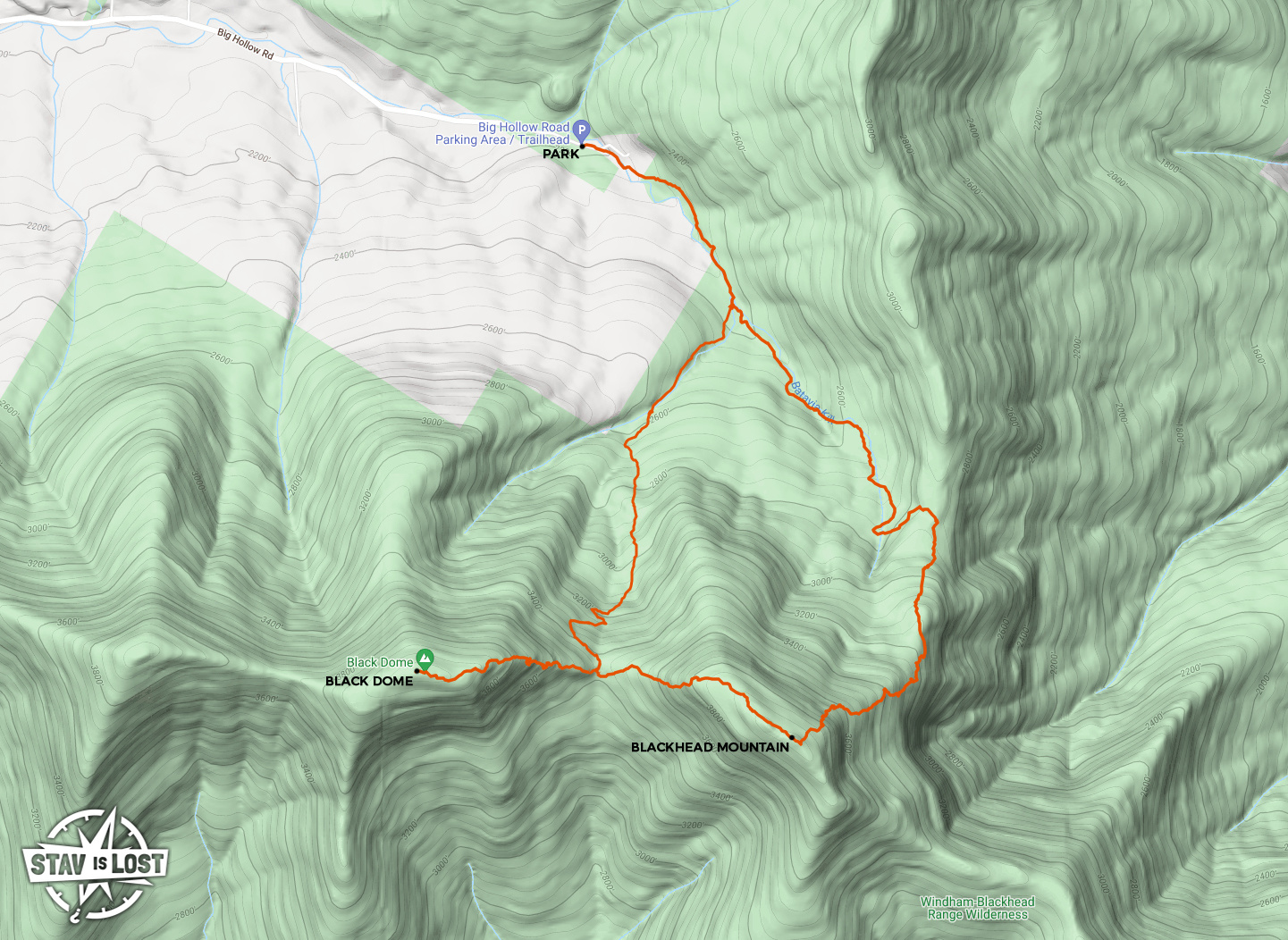 map for Black Dome and Blackhead Mountain Loop by stav is lost