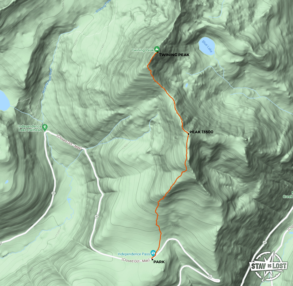 map for Twining Peak from Independence Pass by stav is lost