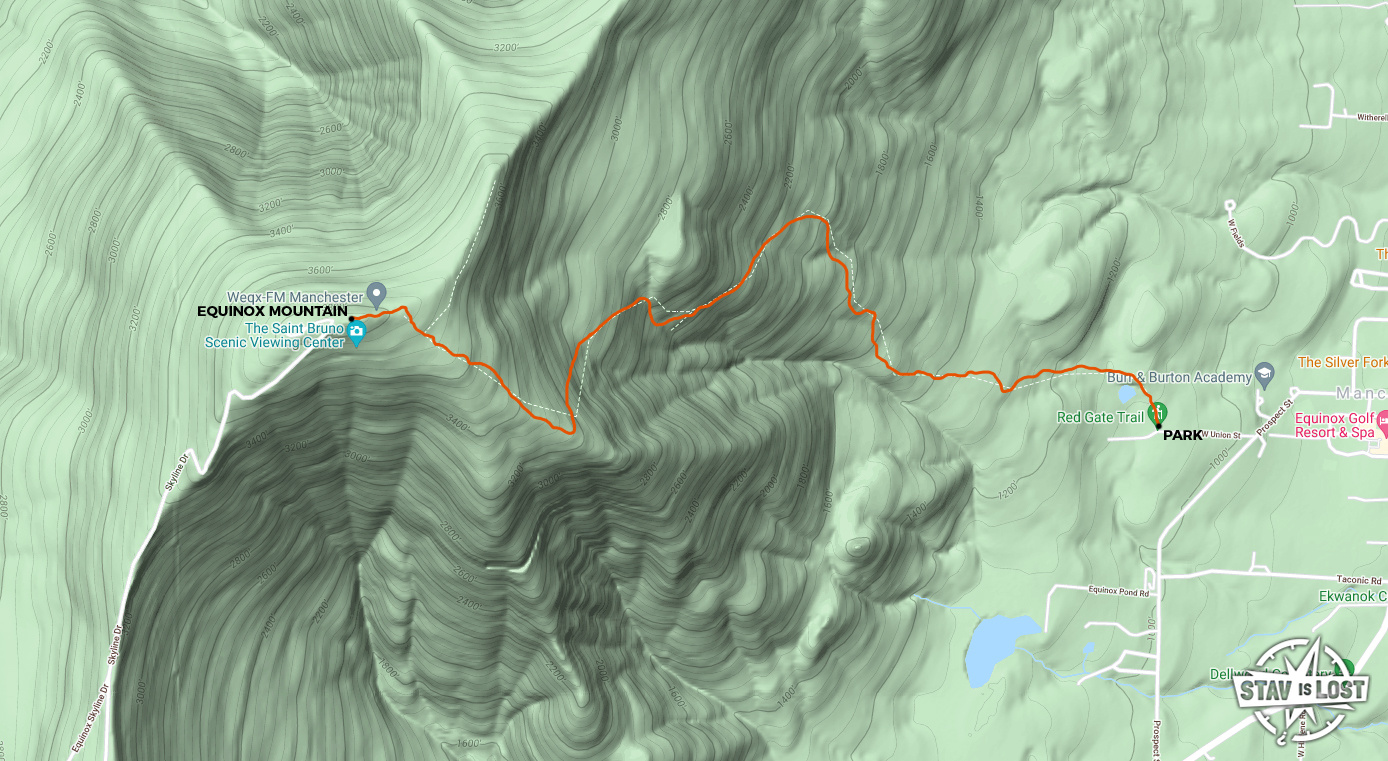 Hiking Map for Equinox Mountain