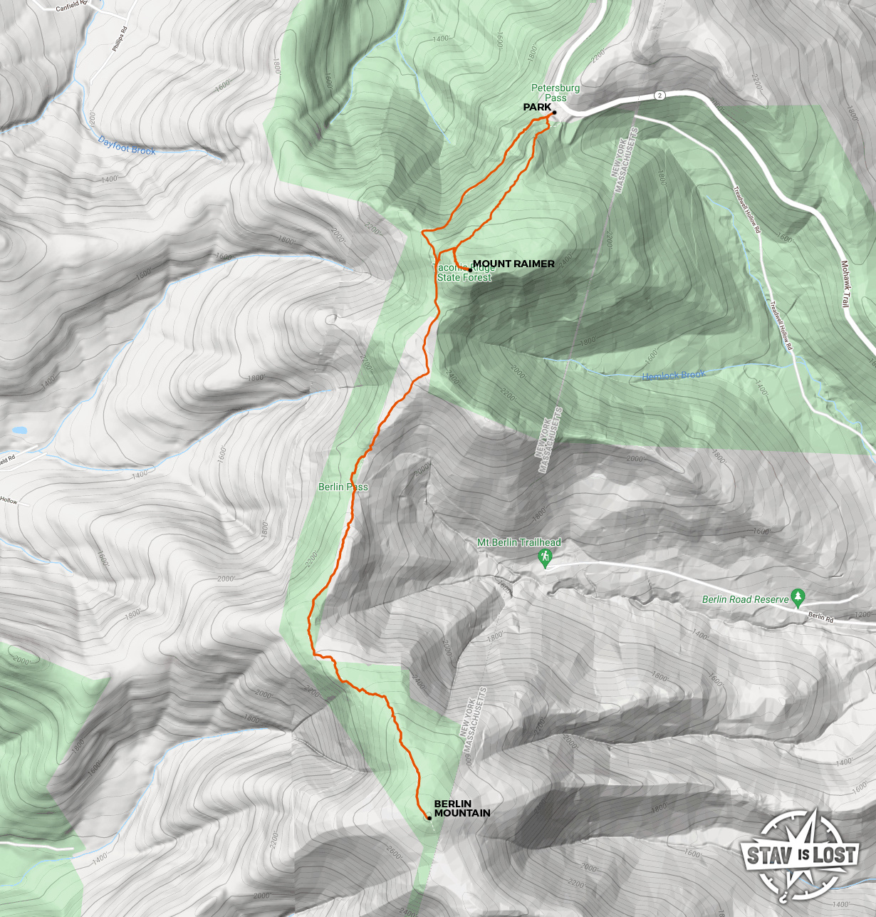 map for Berlin Mountain via Taconic Crest Trail by stav is lost