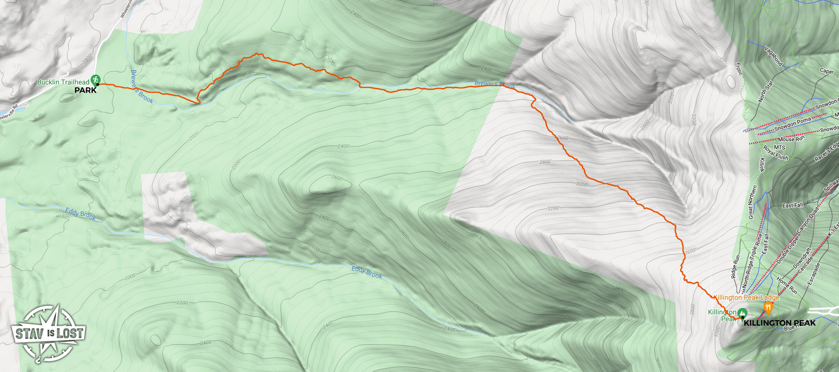 map for Killington Peak via Bucklin Trail by stav is lost