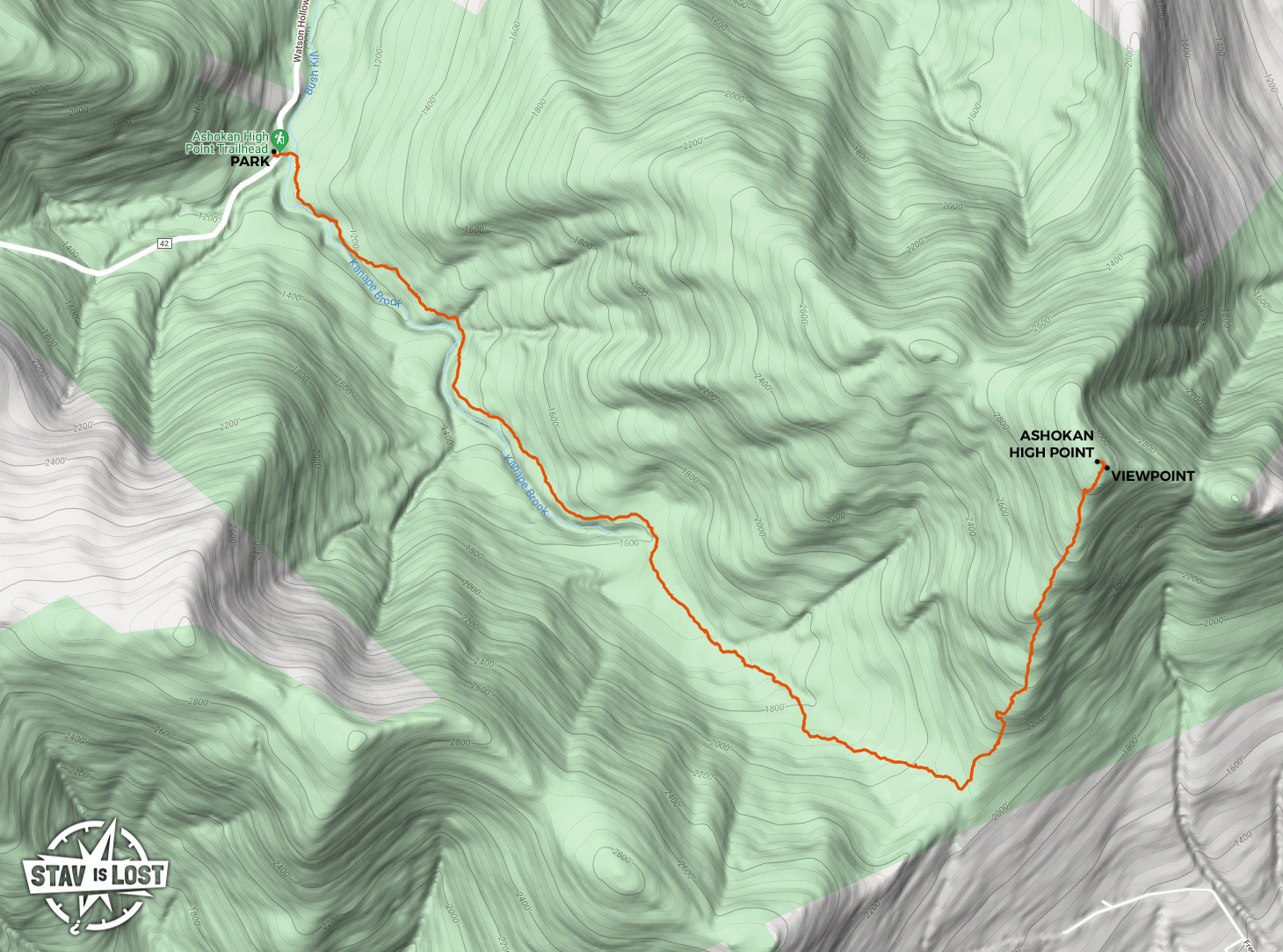 Hiking Map for Ashokan High Point