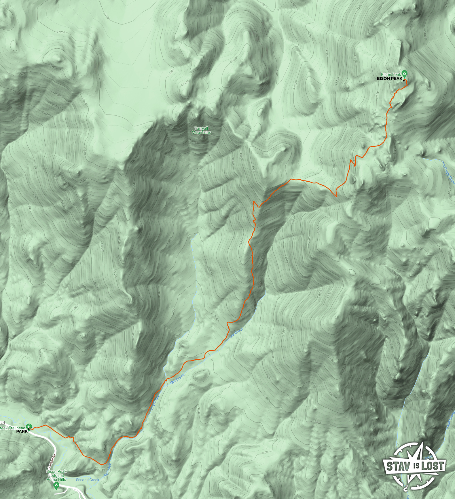 map for Bison Peak via Ute Creek Trail by stav is lost