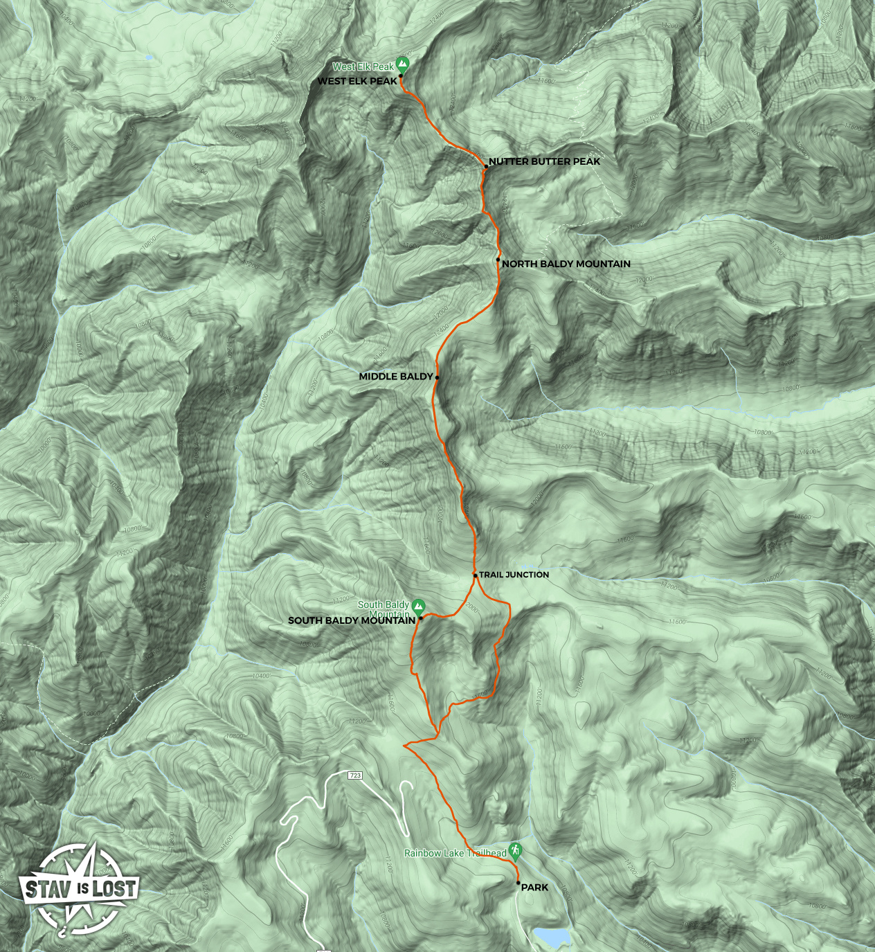 map for West Elk Peak by stav is lost