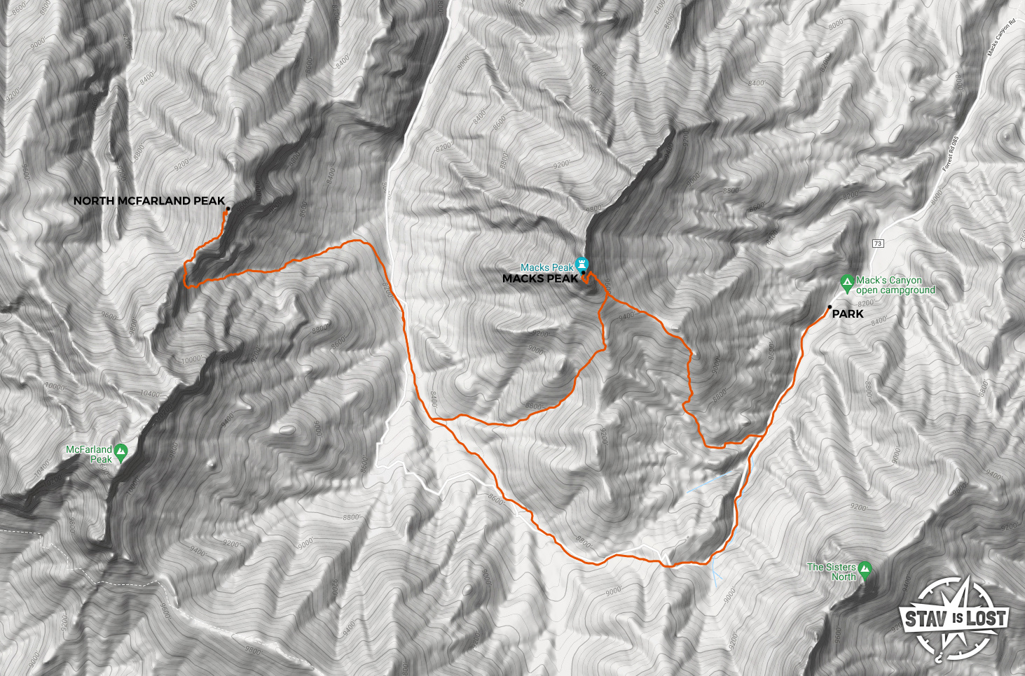 map for North McFarland Peak and Macks Peak by stav is lost
