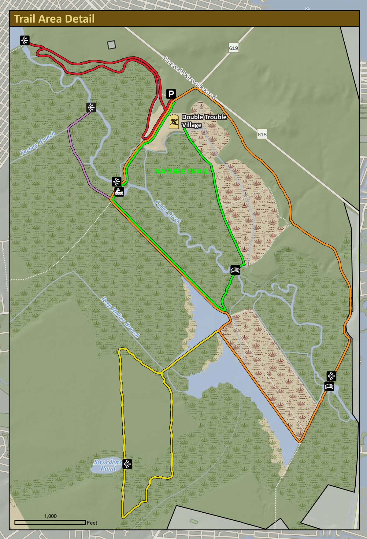 Hiking Map for Double Trouble Nature Trail