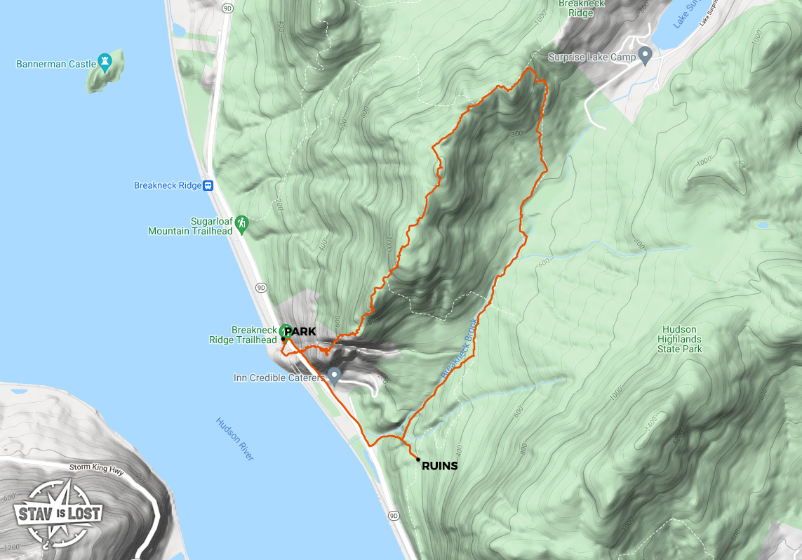 map for Breakneck Ridge and Notch Trail Loop by stav is lost