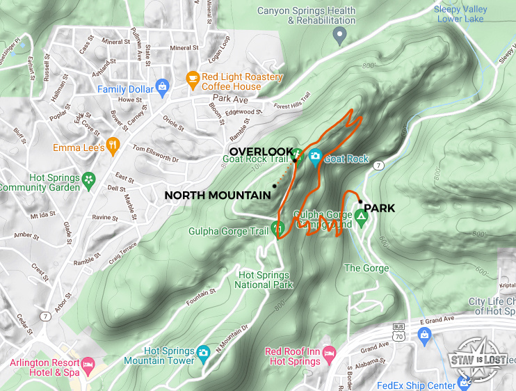 map for North Mountain via Gulpha Gorge and Goat Rock Loop by stav is lost
