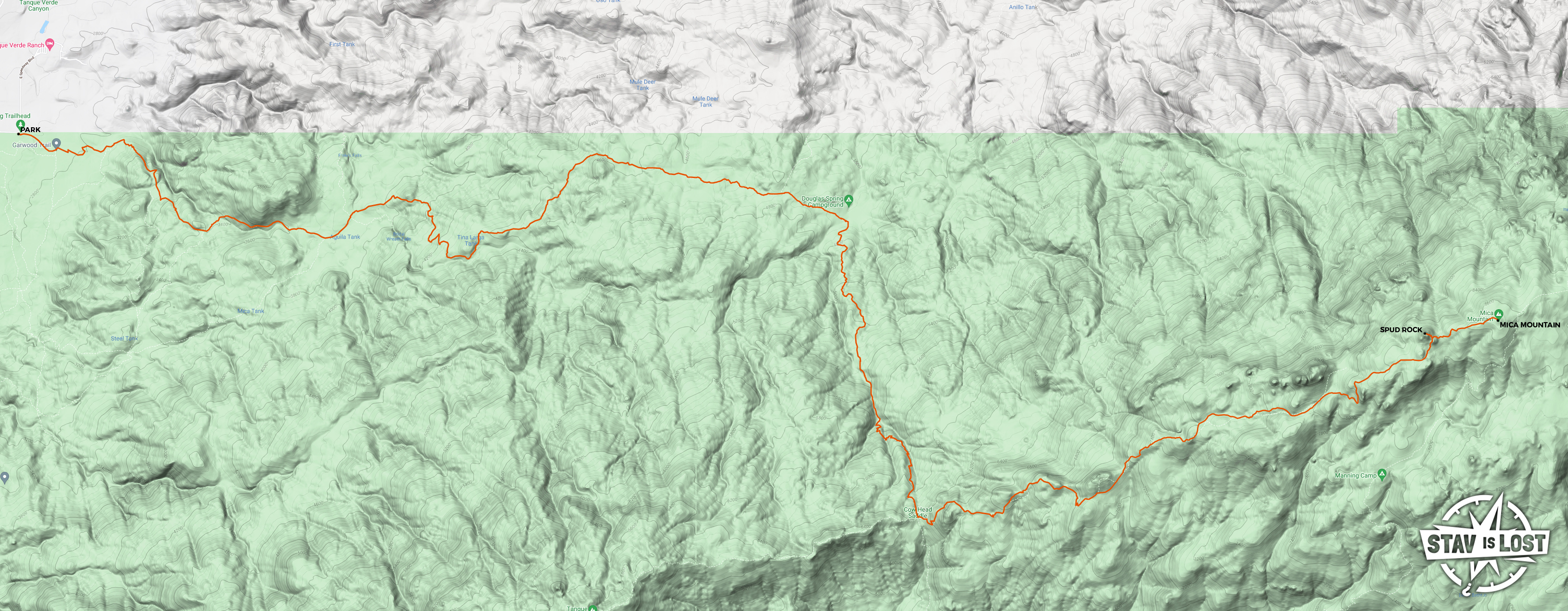 map for Mica Mountain via Douglas Spring by stav is lost