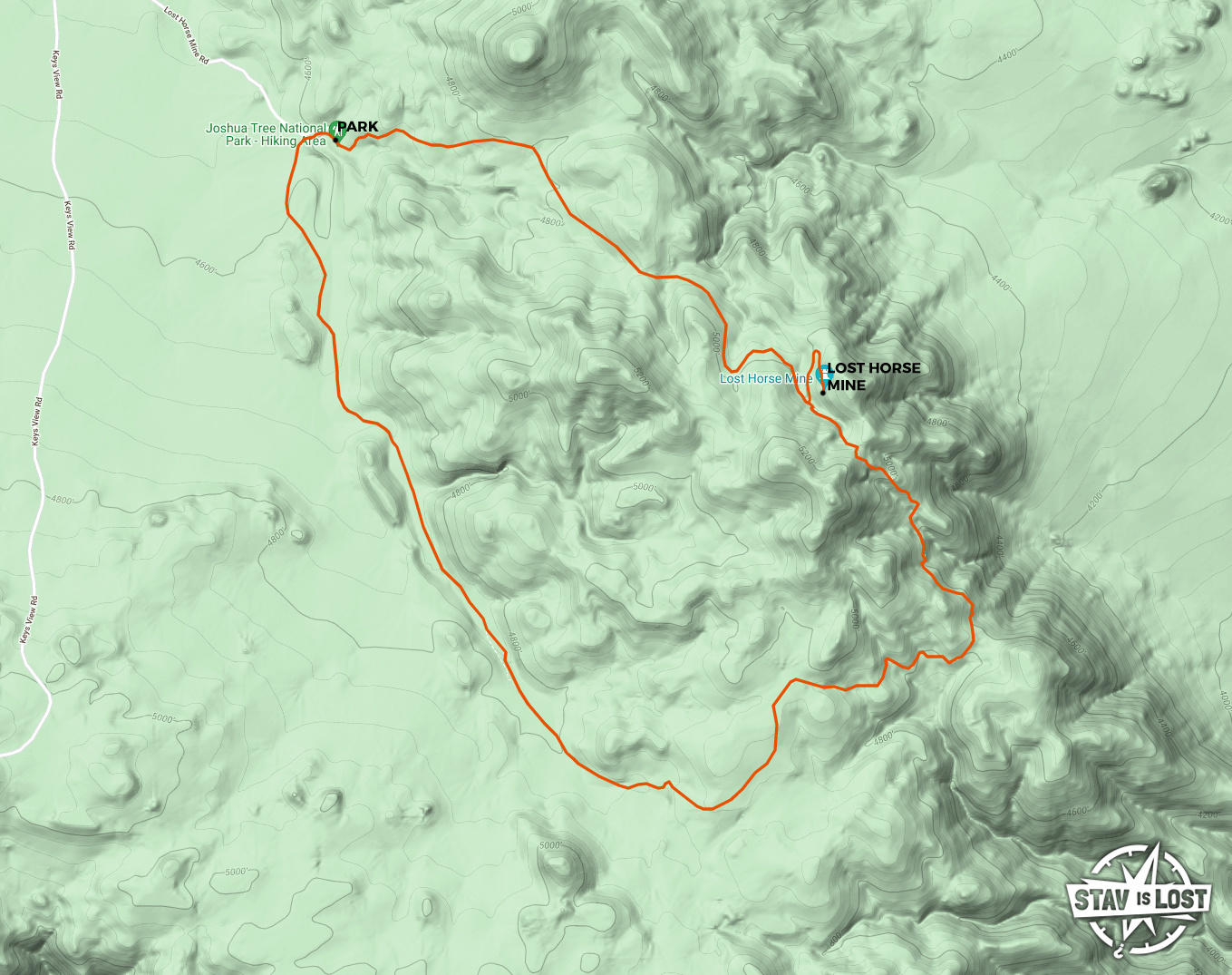 Hiking Map for Lost Horse Mine Loop