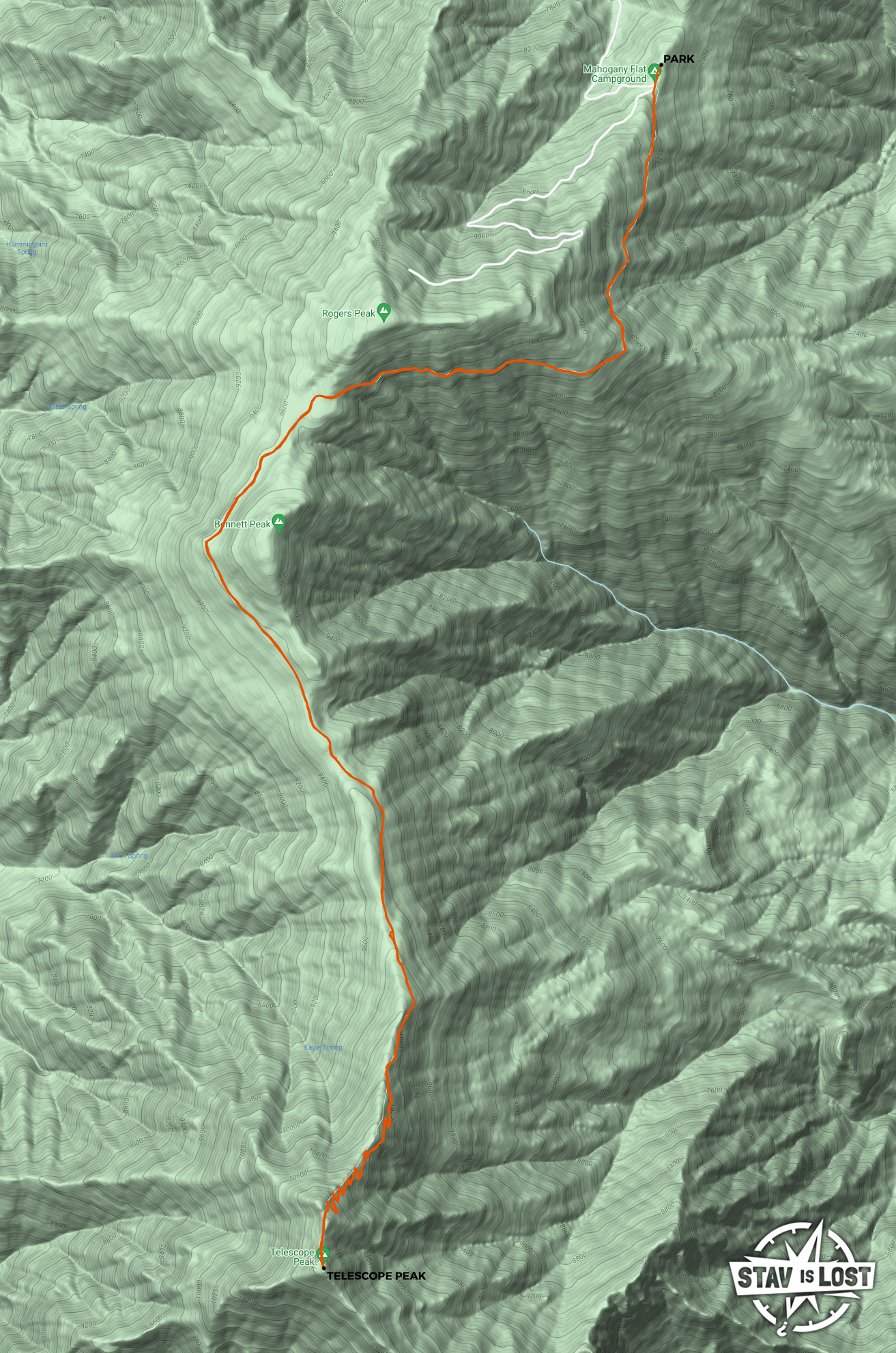 map for Telescope Peak by stav is lost