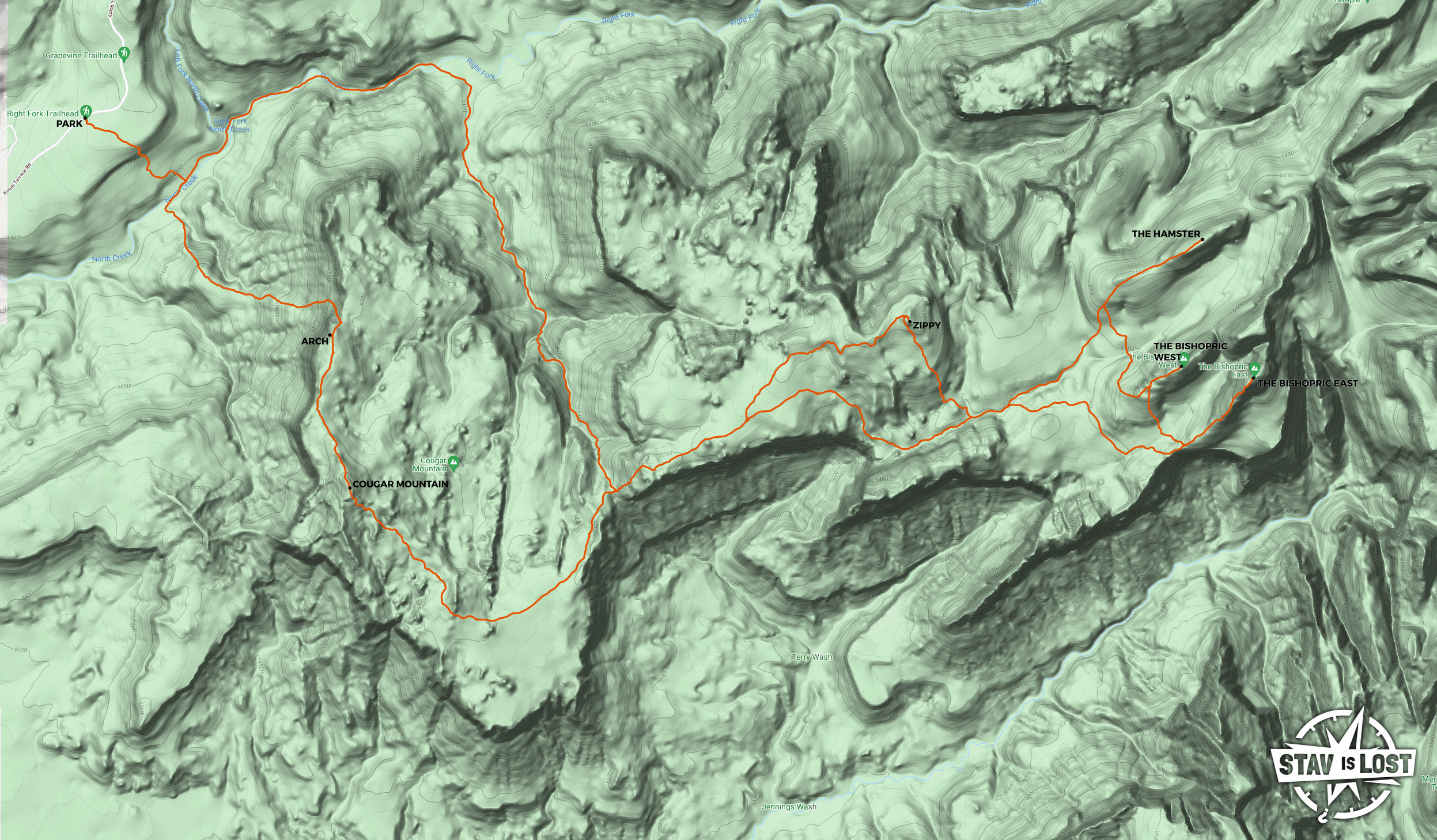 Hiking Map for Cougar Mountain and The