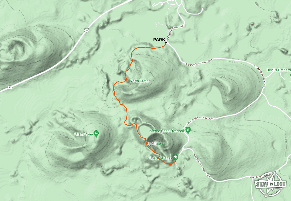 map for Big Craters via North Crater Trail by stav is lost