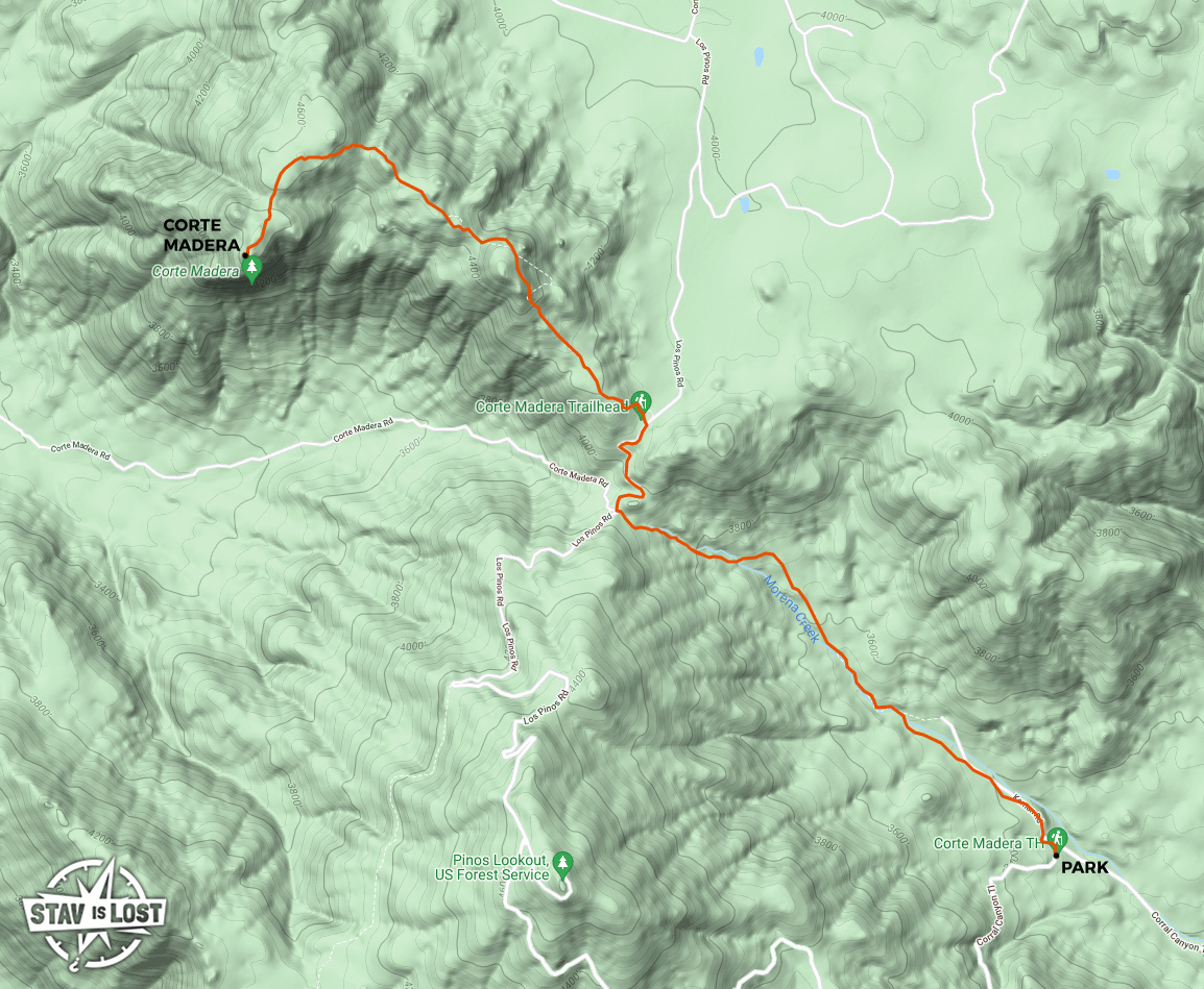 Hiking Map for Corte Madera