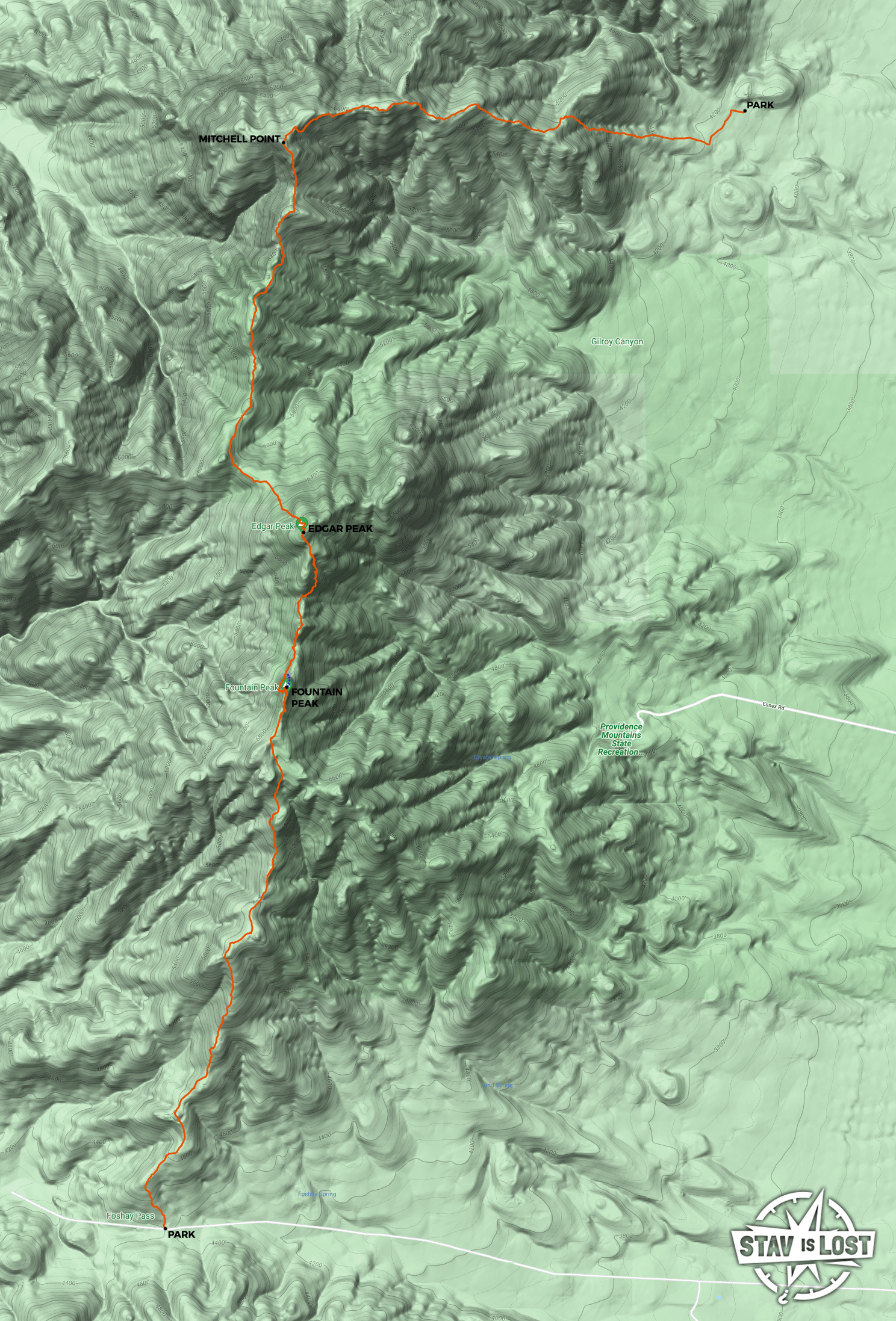 map for Mitchell Point, Edgar Peak, Fountain Peak Traverse by stav is lost