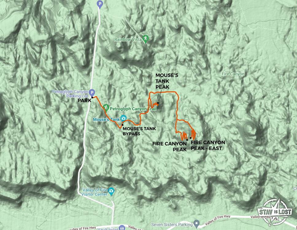 map for Mouse's Tank Peak and Fire Canyon Peak by stav is lost