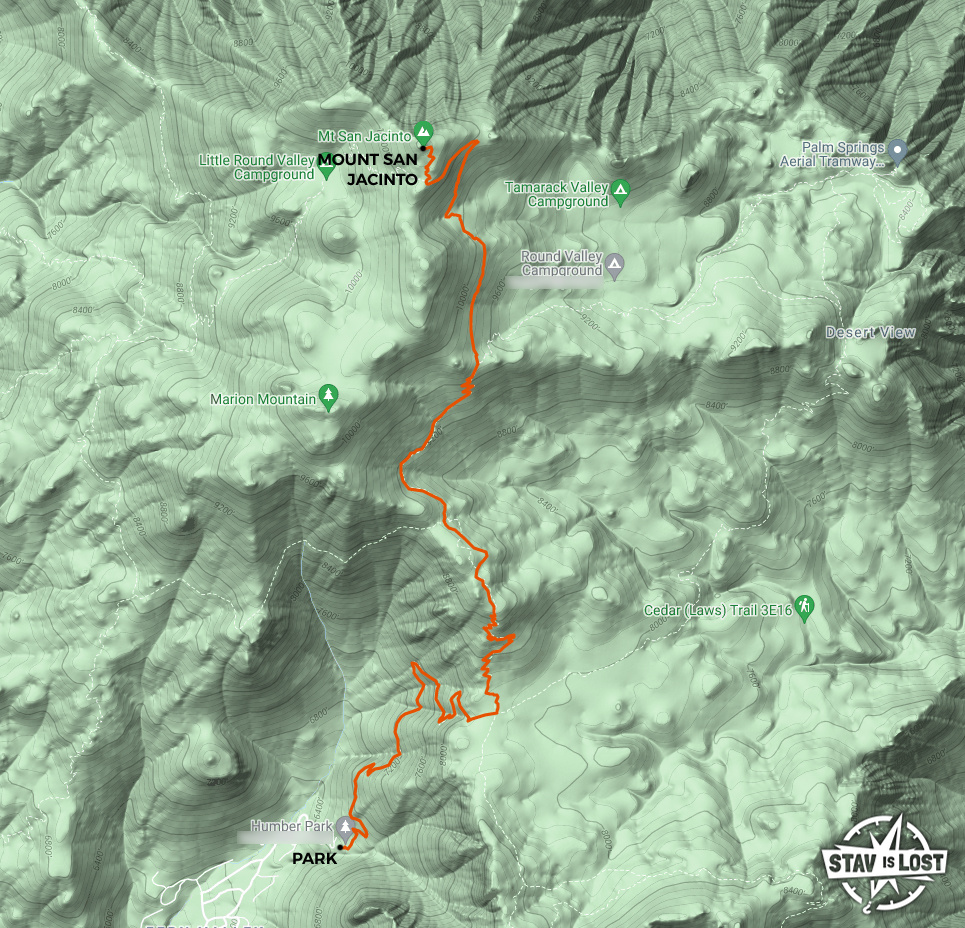 map for Mount San Jacinto via Devil's Slide Trail by stav is lost