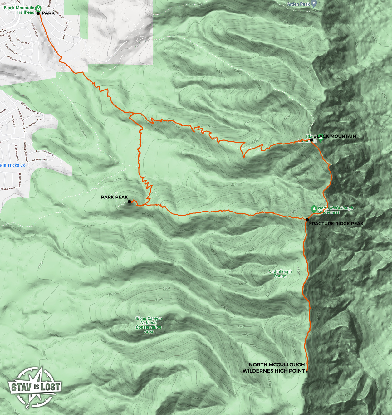 map for Black Mountain, Fracture Ridge, North McCullough Mountain by stav is lost