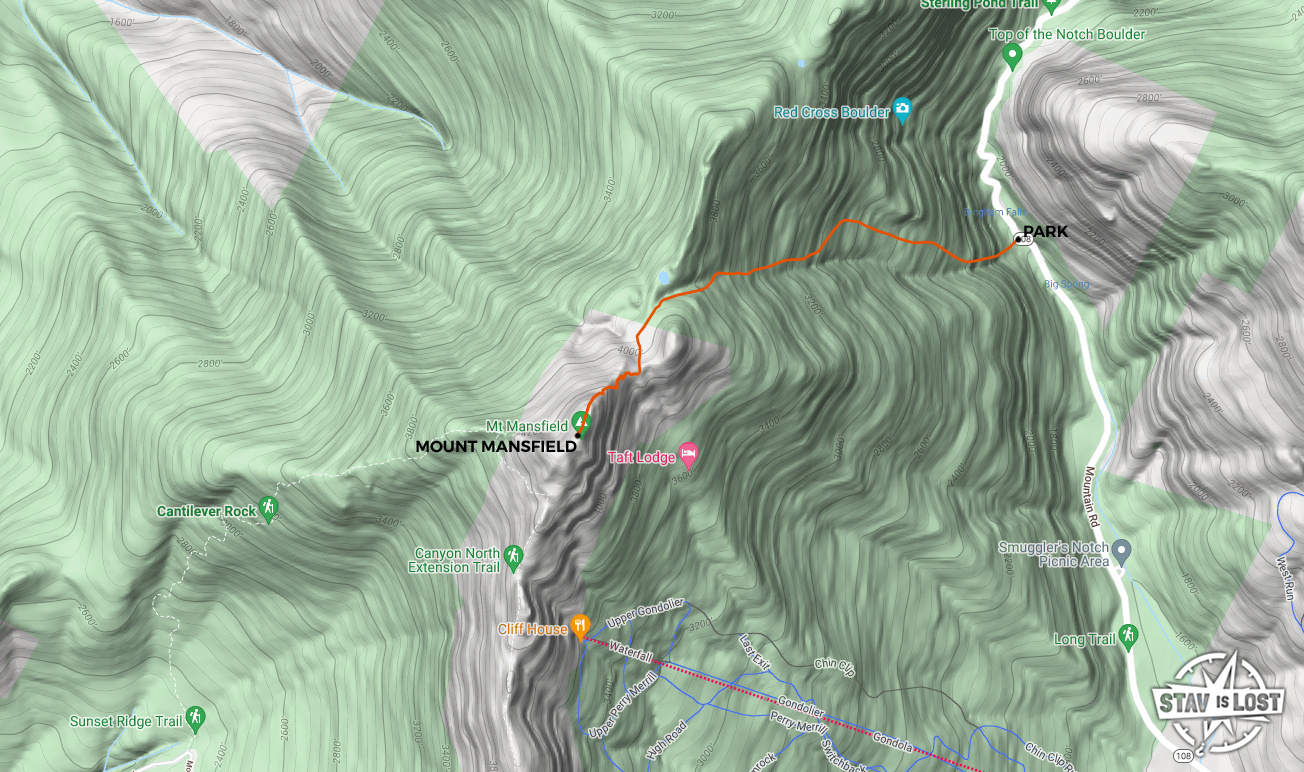 map for Mount Mansfield via Hell Brook Trail by stav is lost