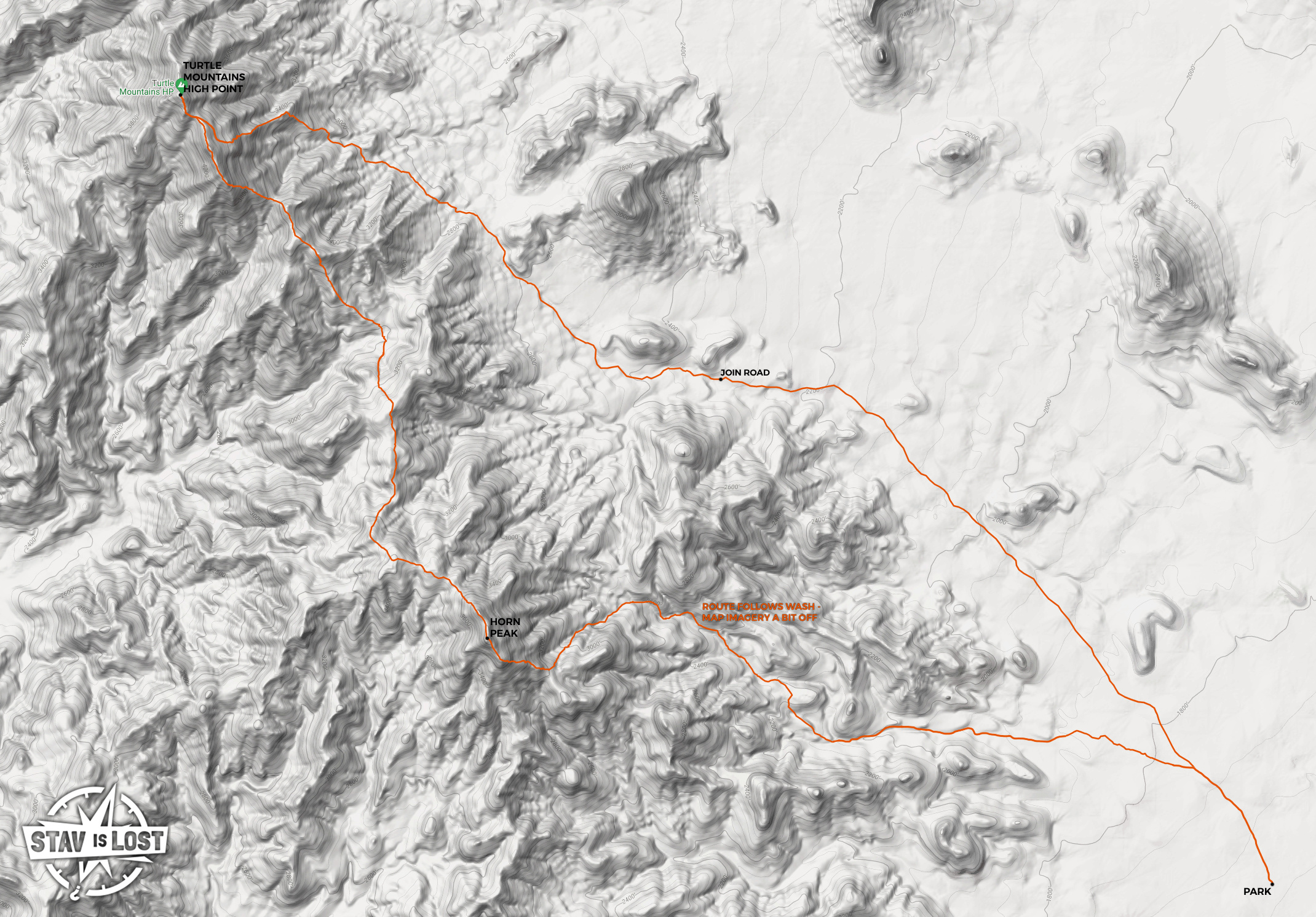 map for Horn Peak and Turtle Mountains High Point by stav is lost