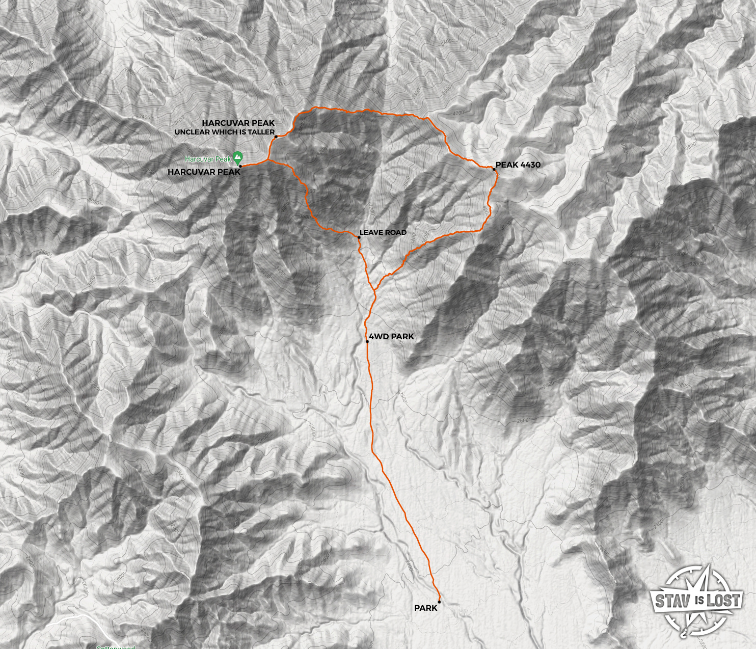 map for Harcuvar Peak Loop by stav is lost