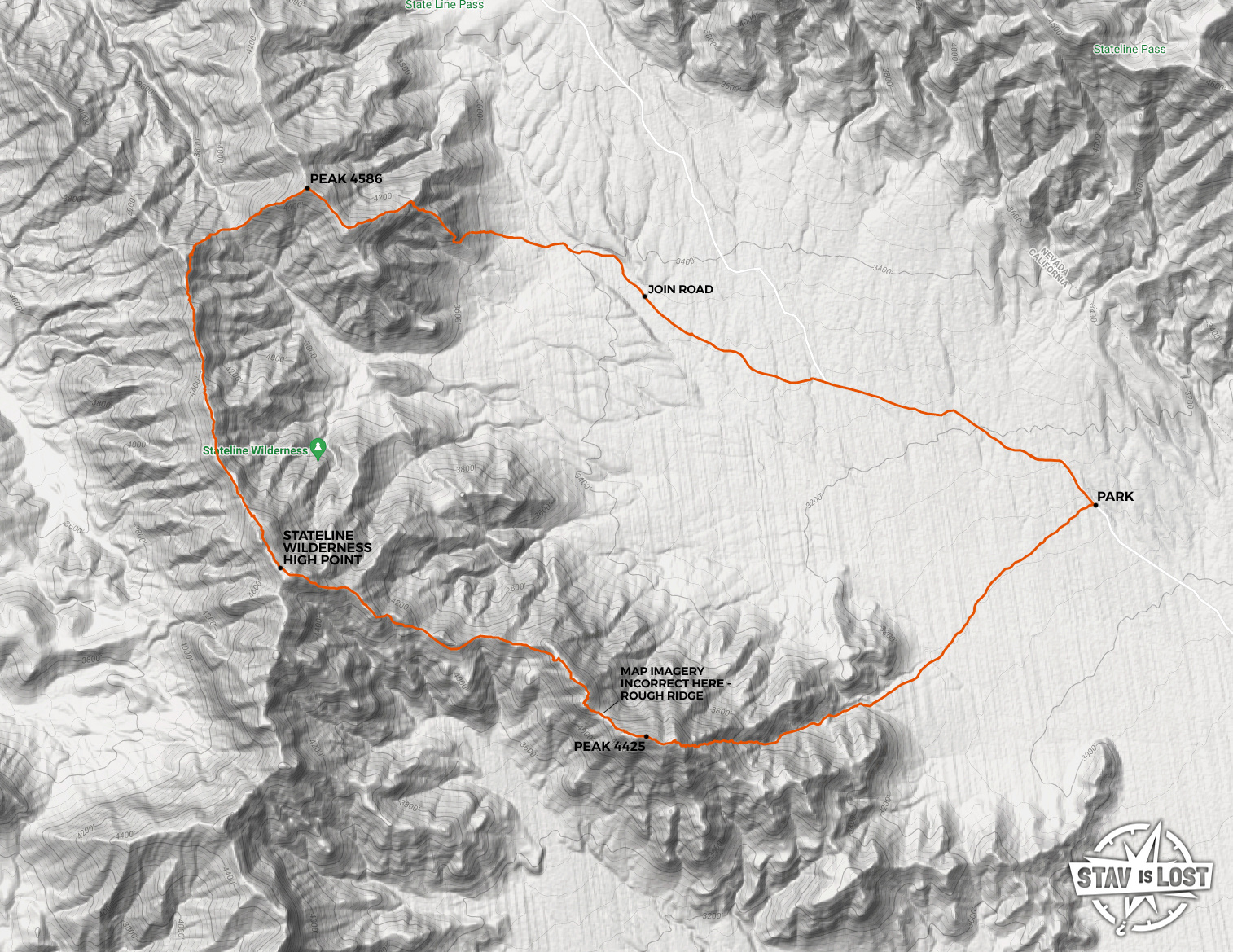 map for Stateline Wilderness Loop by stav is lost