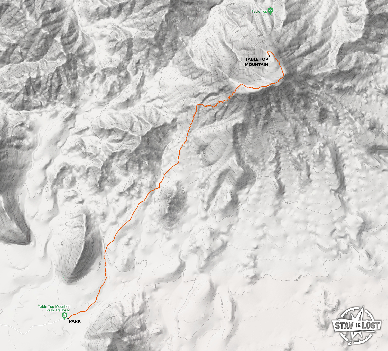 Hiking Map for Table Top Mountain
