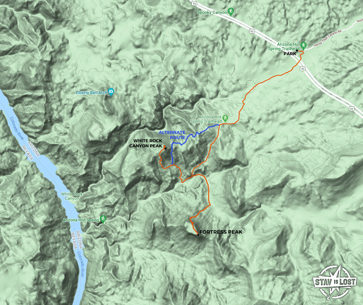 map for White Rock Canyon Peak and Fortress Peak by stav is lost