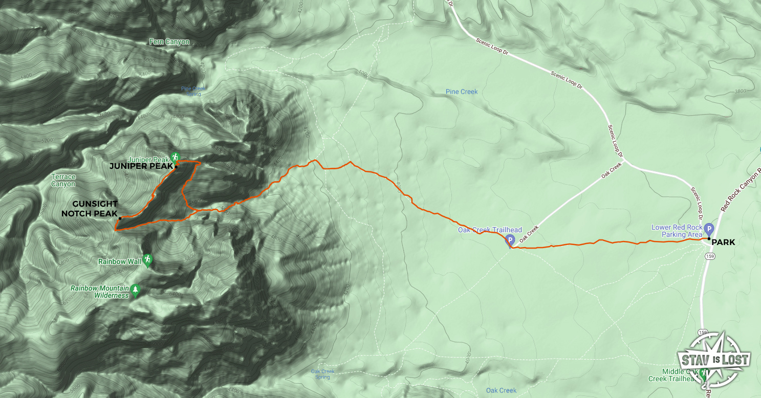 map for Juniper Peak and Gunsight Notch Peak by stav is lost