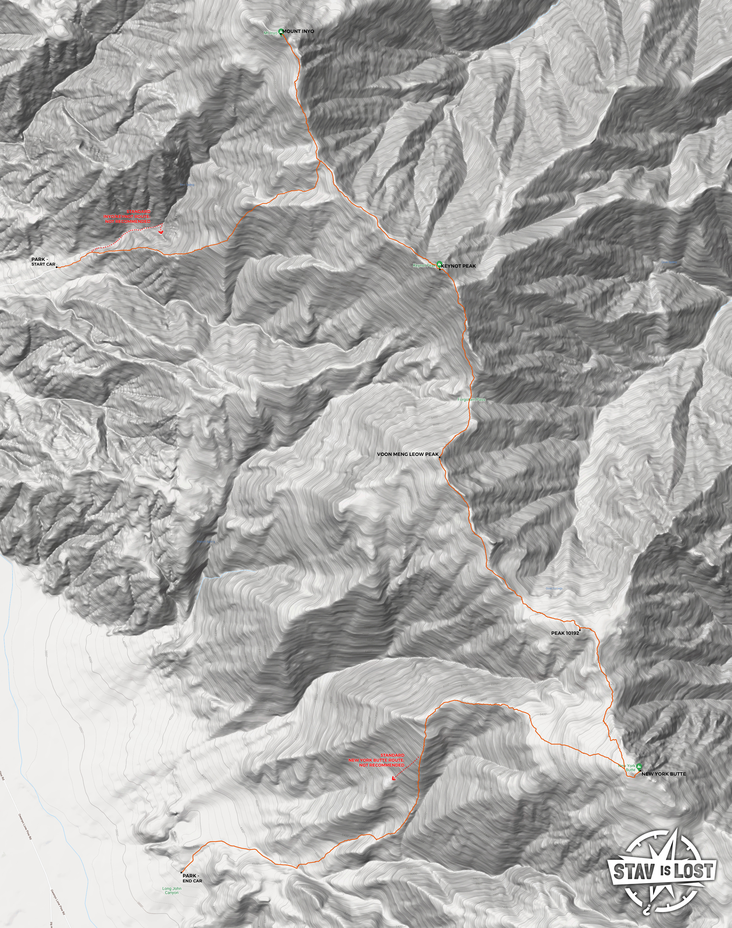 map for Mount Inyo, Keynot Peak, New York Butte (Inyo Traverse) by stav is lost