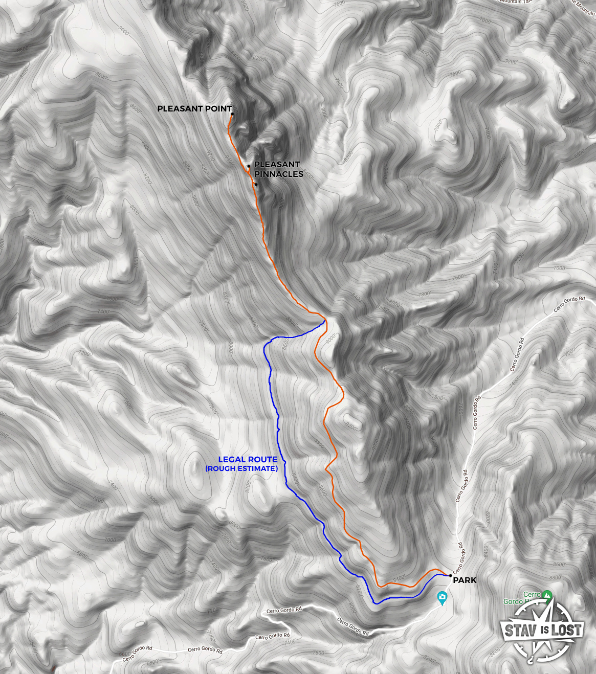 Hiking Map for Pleasant Point