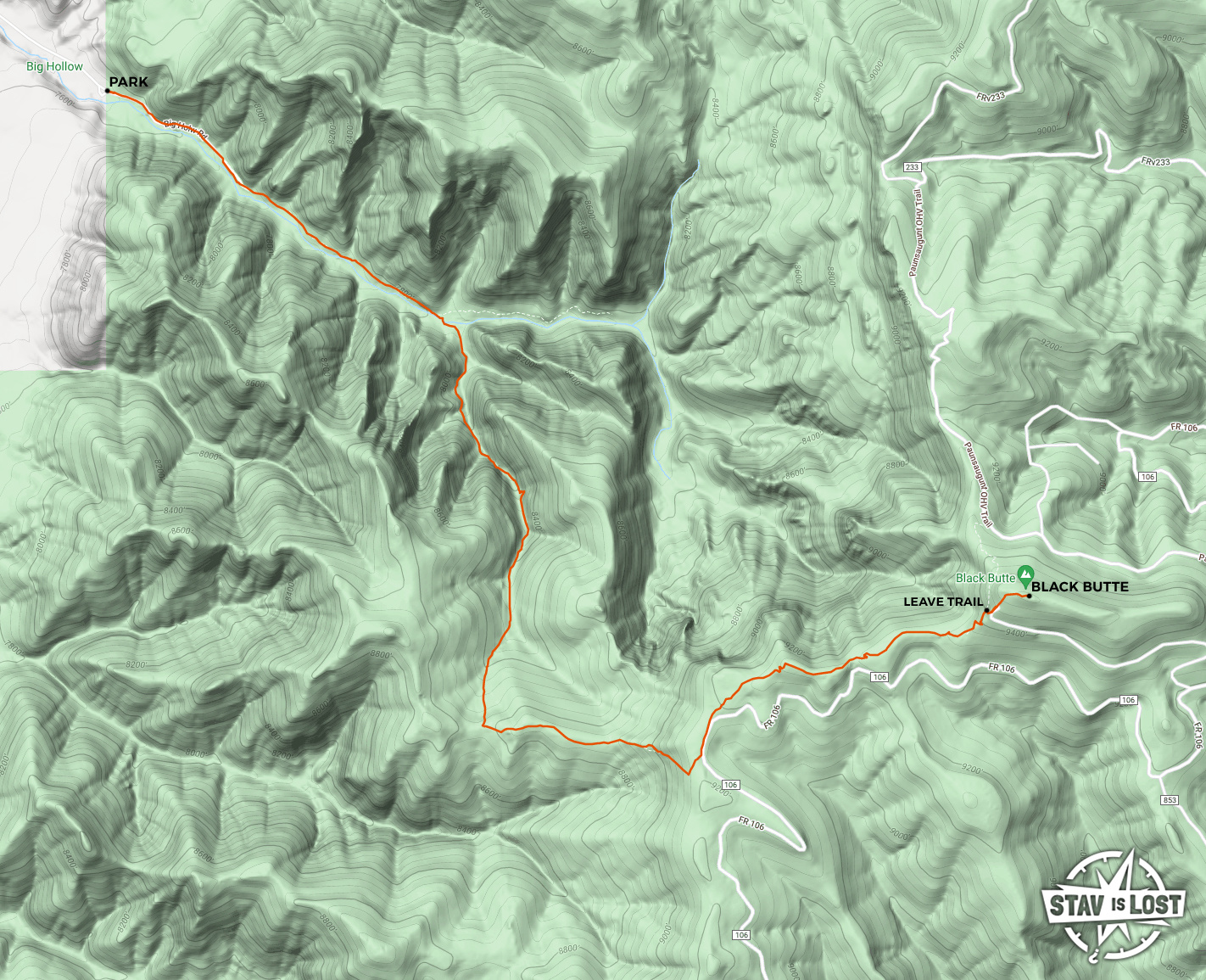 map for Black Butte via Big Hollow Trail by stav is lost