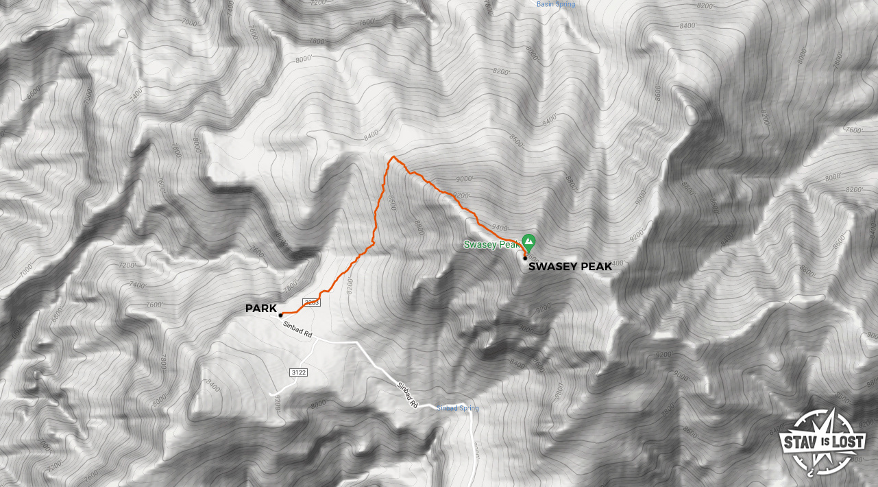 map for Swasey Peak by stav is lost