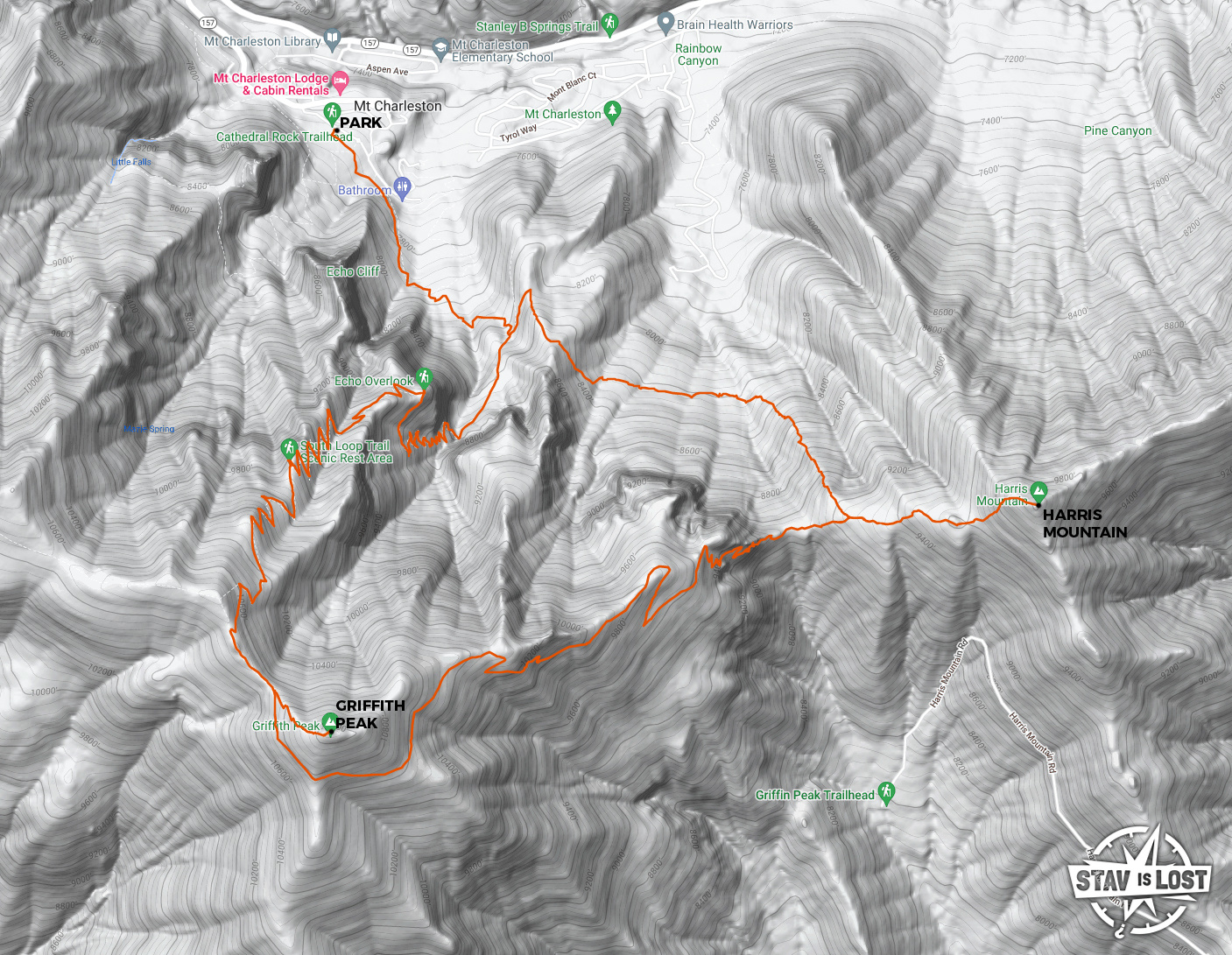 map for Harris Mountain and Griffith Peak Loop by stav is lost
