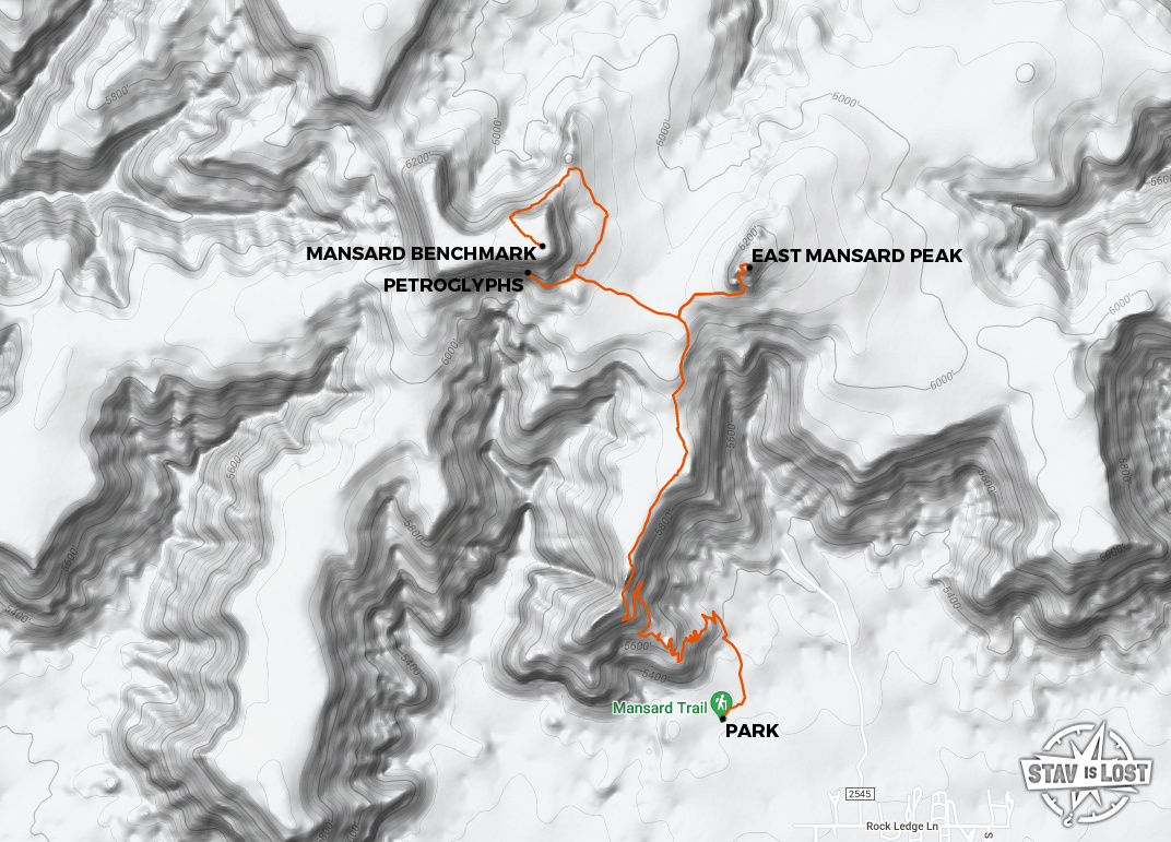 map for Mansard Benchmark and East Mansard Peak by stav is lost