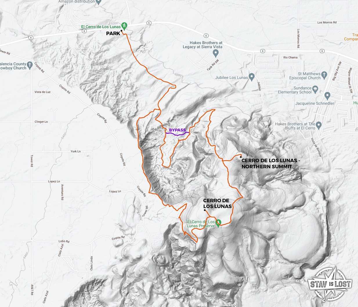 map for El Cerro de Los Lunas Loop by stav is lost