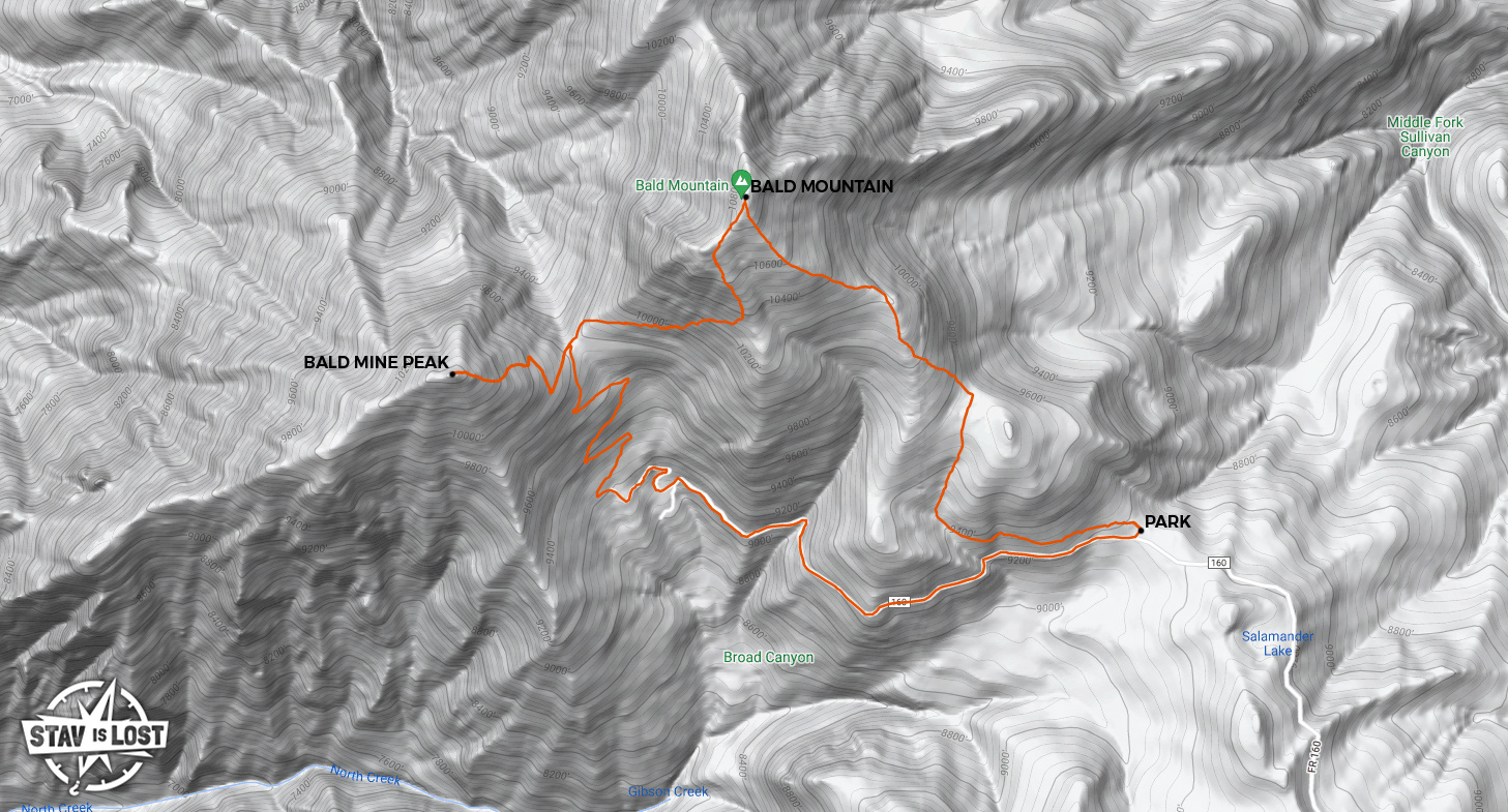 map for Bald Mountain and Bald Mine Peak by stav is lost