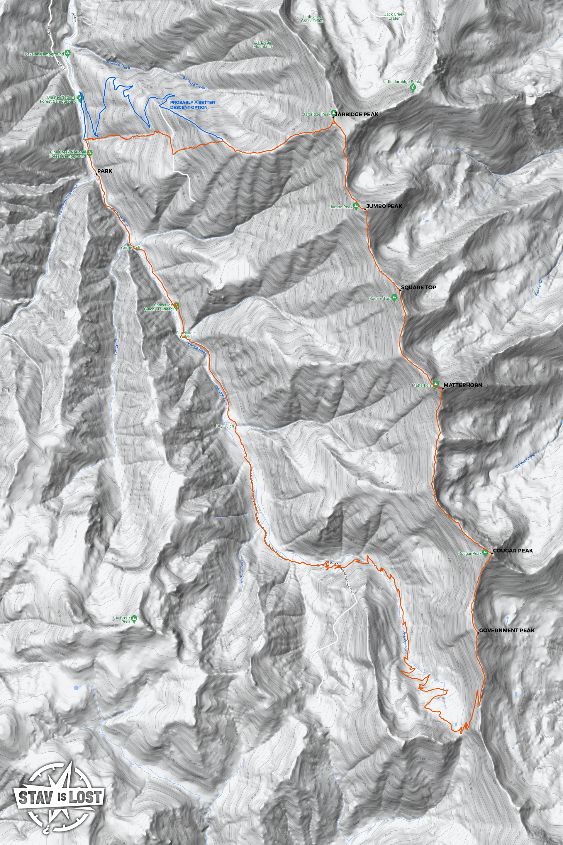 map for Cougar Peak, Matterhorn Peak, Jarbidge Peak (Jarbidge Traverse) by stav is lost