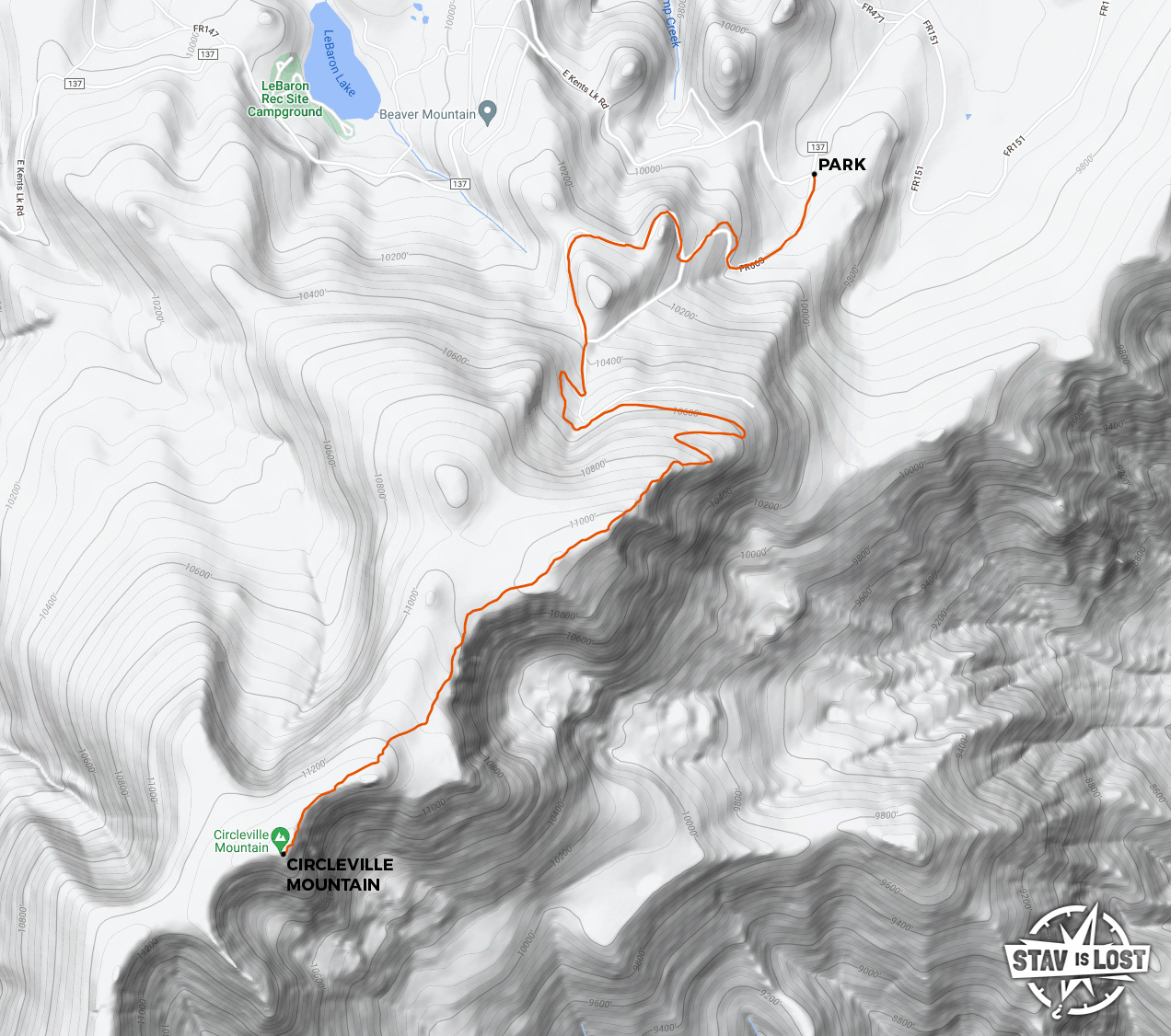 Hiking Map for Circleville Mountain