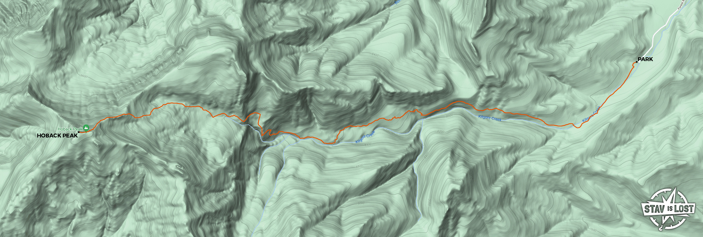 map for Hoback Peak via Kilgore Creek Trail by stav is lost