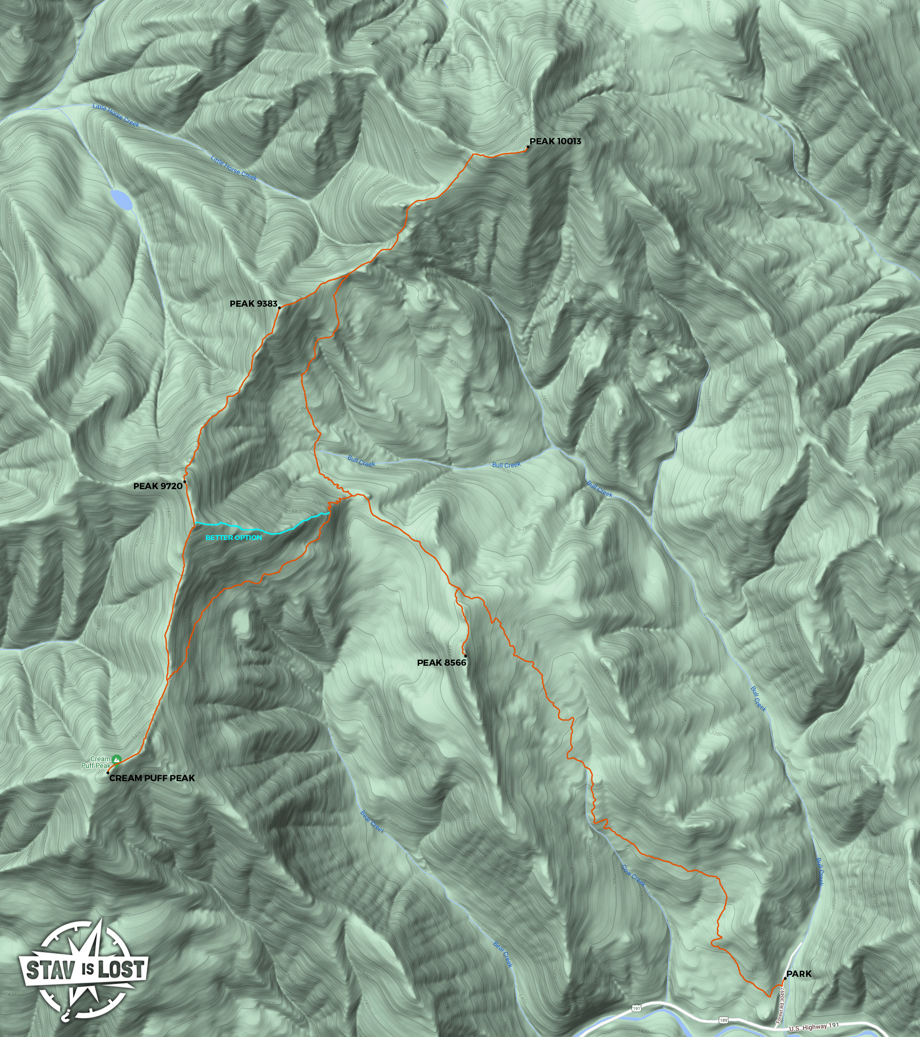 map for Cream Puff Peak Loop by stav is lost
