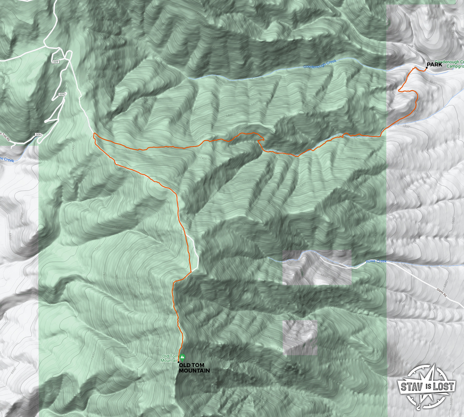 map for Old Tom Mountain via Mormon Canyon Trail by stav is lost