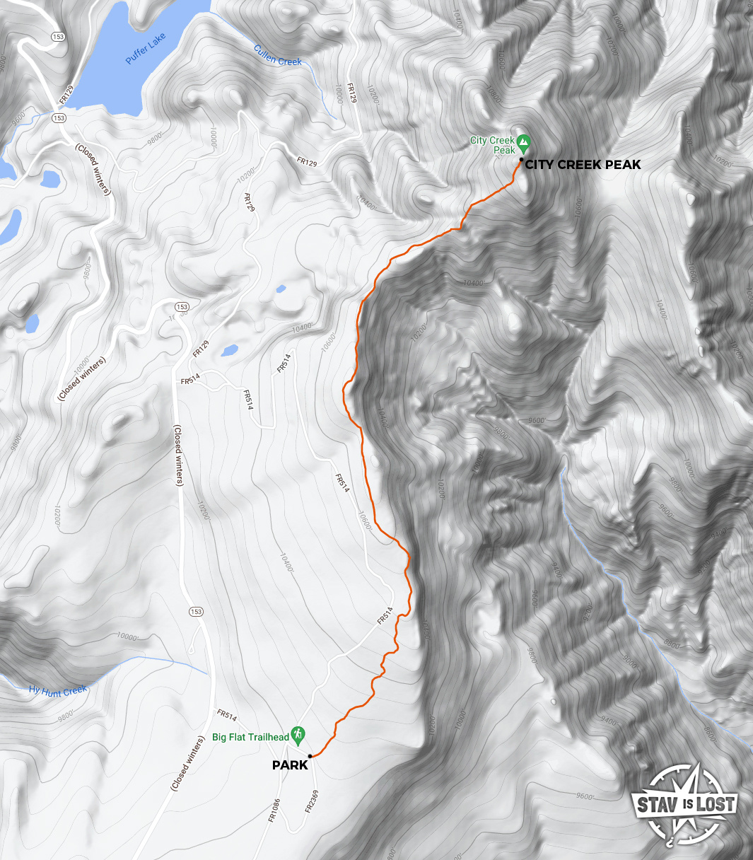 map for City Creek Peak via Skyline Trail by stav is lost