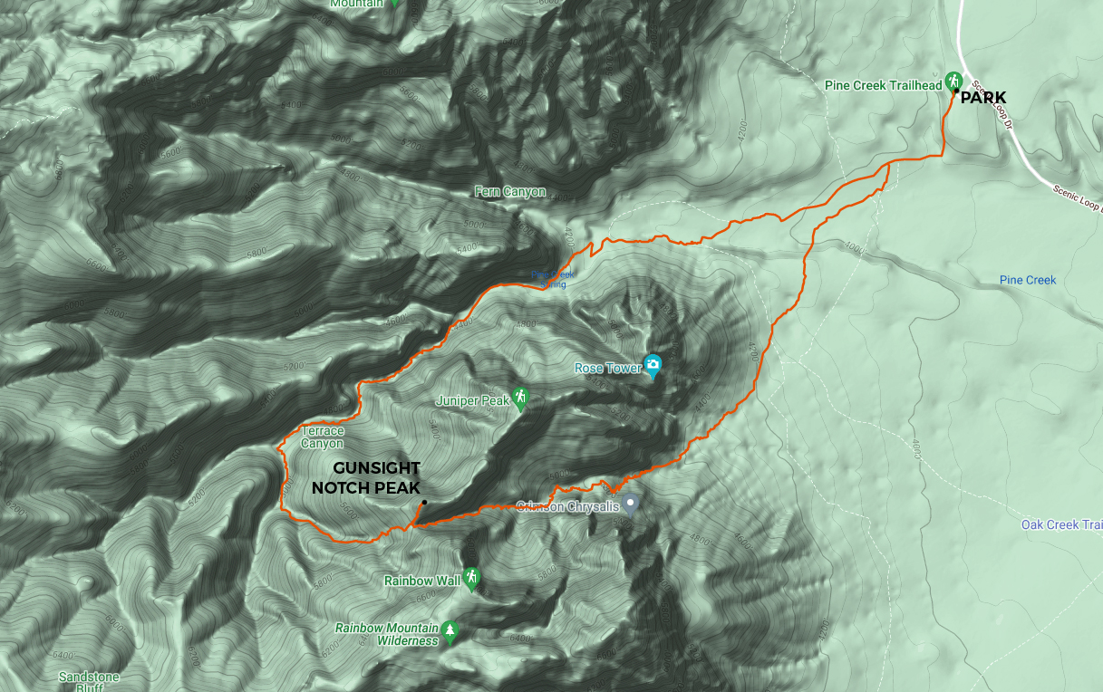 map for Gunsight Notch Peak via Terrace Canyon by stav is lost