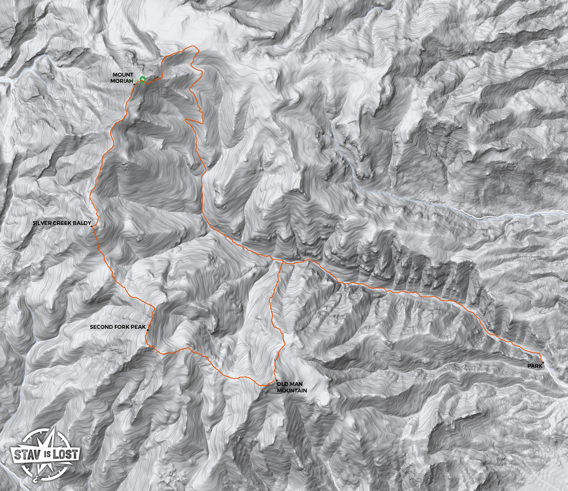 map for Mount Moriah Loop via Hendrys Creek by stav is lost