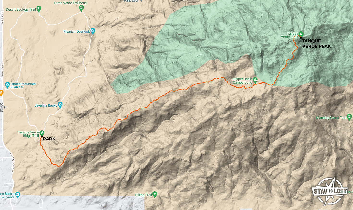 map for Tanque Verde Peak by stav is lost